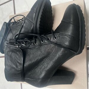 Spirit Black Lace-Up High Heel Ankle Boots